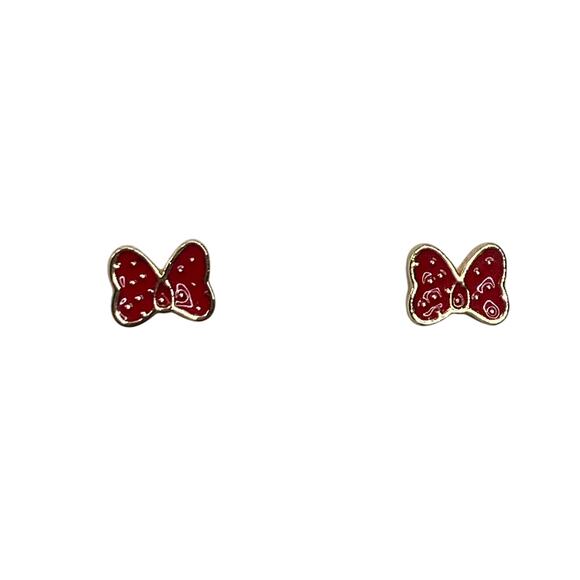 Disney Alex & Ani Red & Gold Minnie Mouse Polka Dot Bow Earrings - Picture 1 of 7
